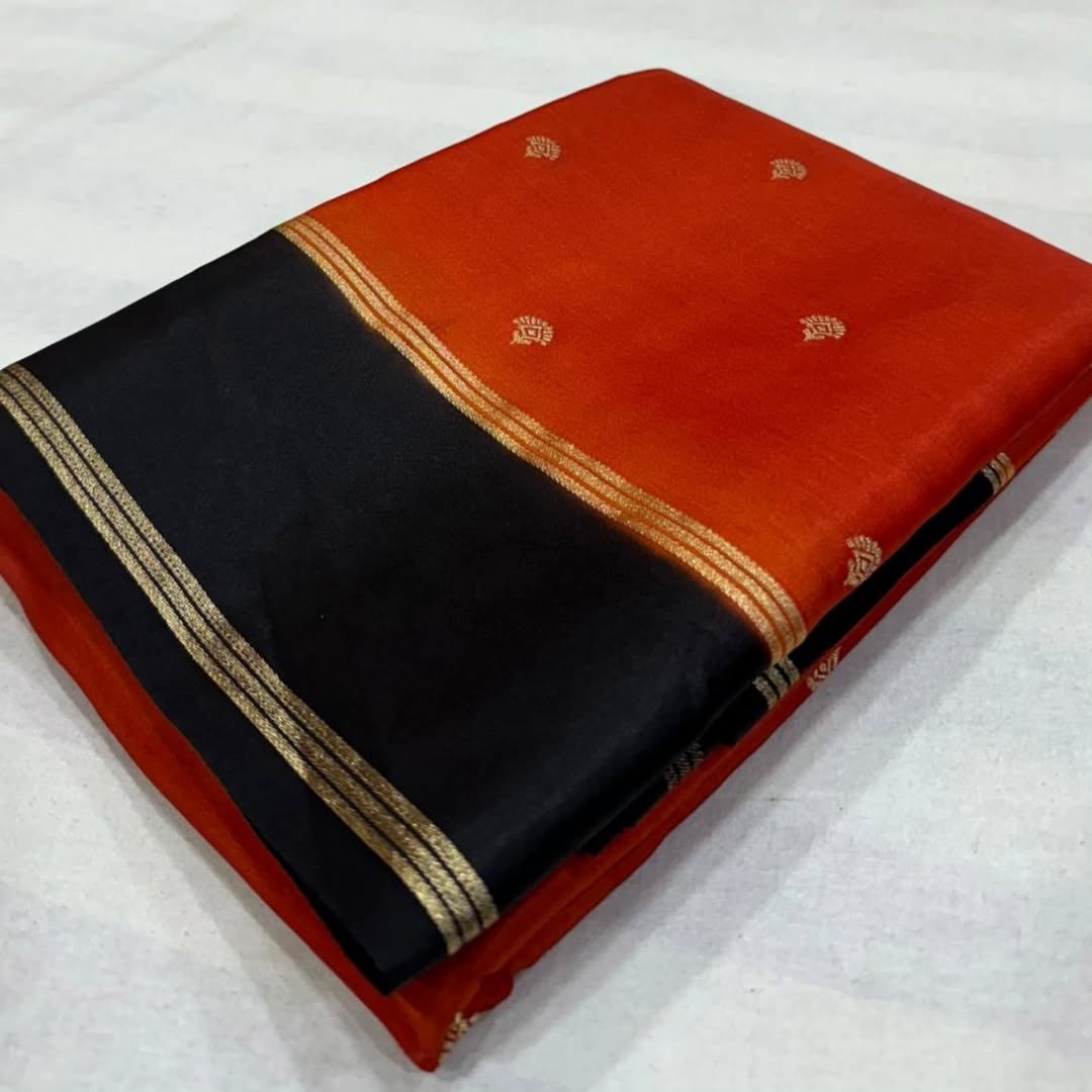 Elegant Semi-Georgette Saree with Woven Zari Butti & Contrast Border SGN86