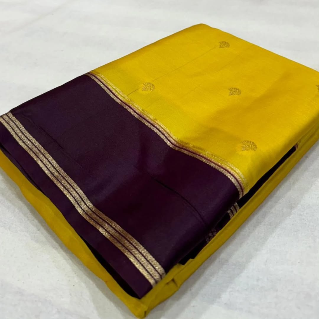Elegant Semi-Georgette Saree with Woven Zari Butti & Contrast Border SGN86
