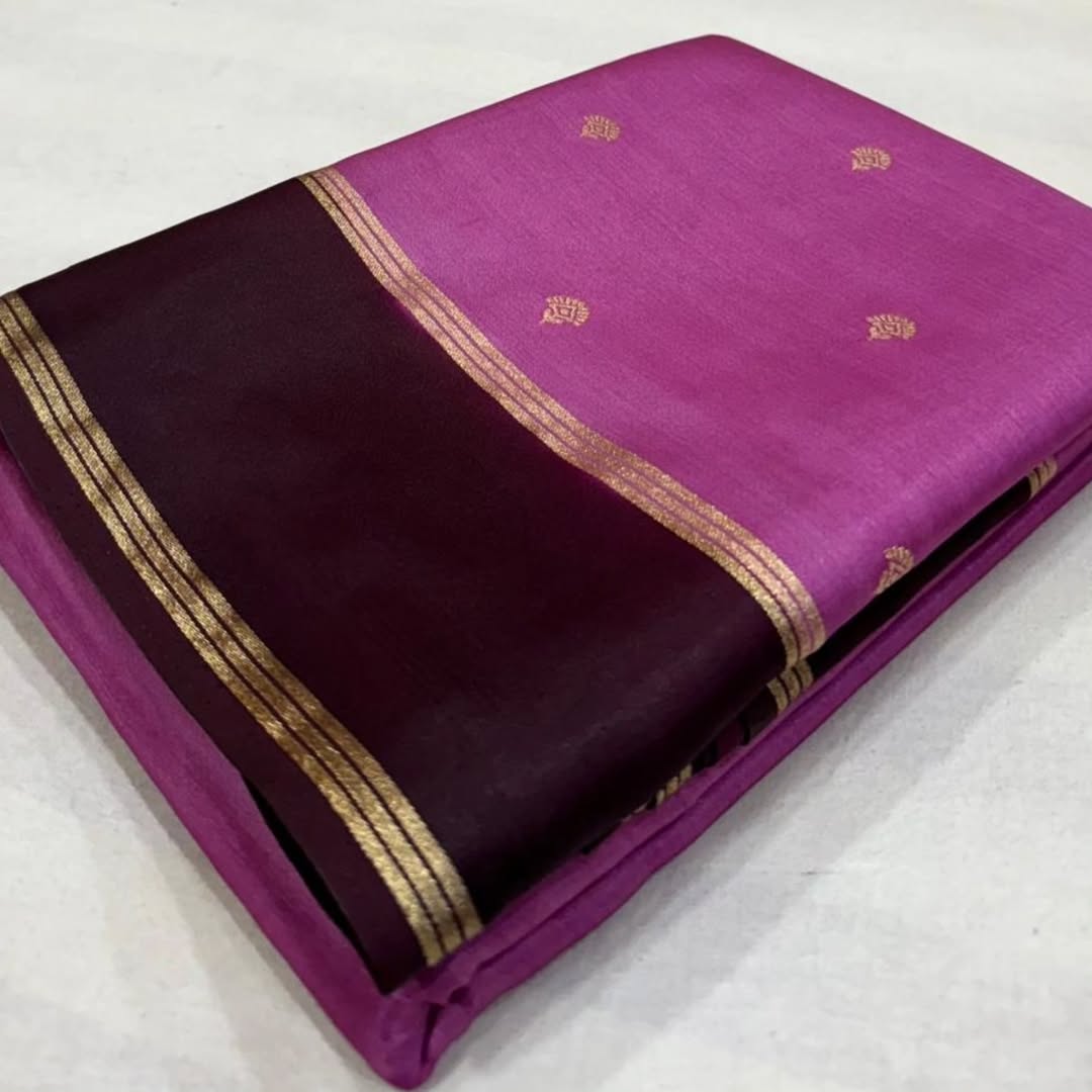 Elegant Semi-Georgette Saree with Woven Zari Butti & Contrast Border SGN86