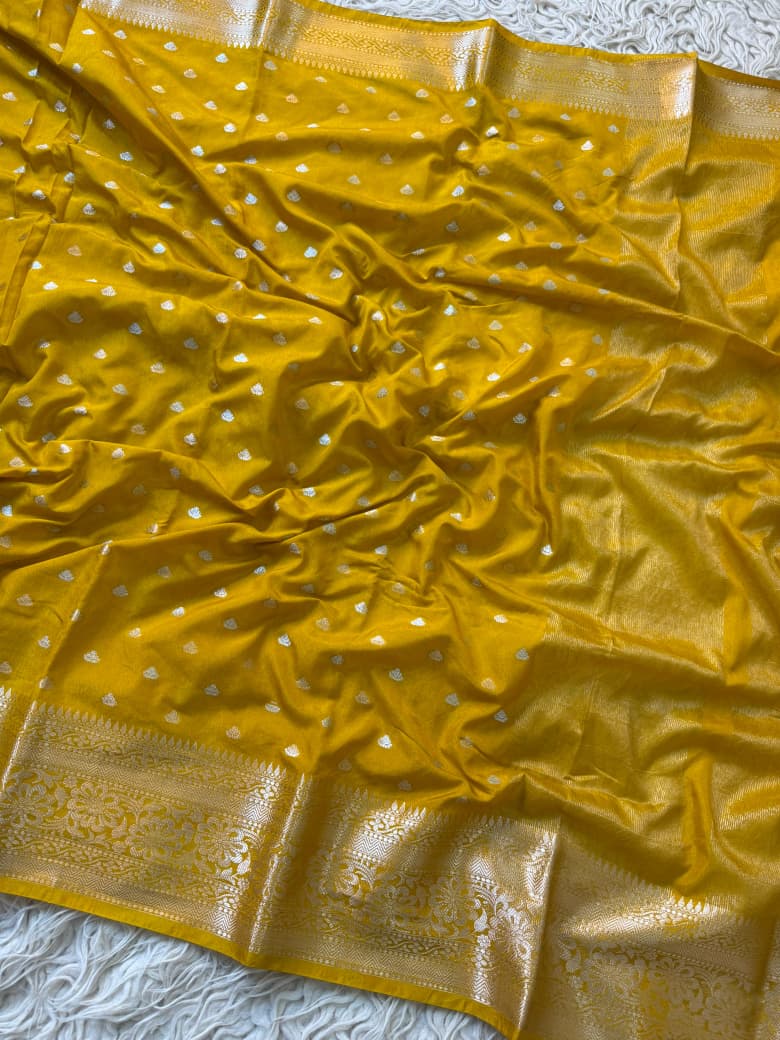 Golden Mustard Banarasi Silk Saree