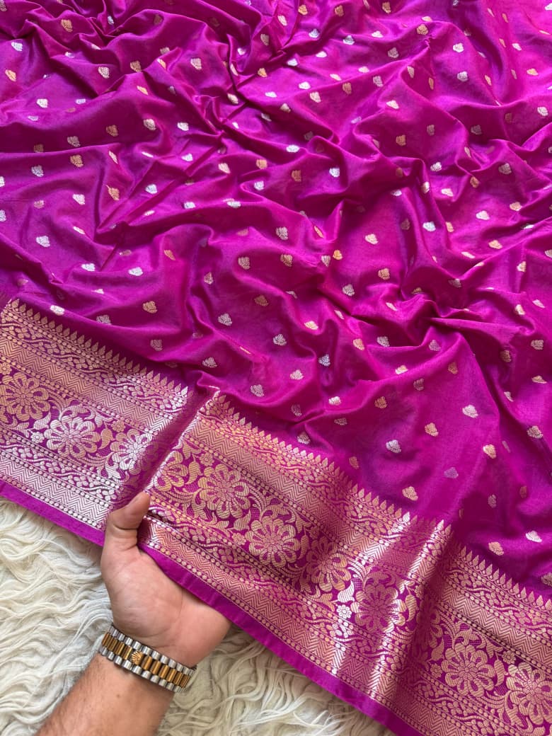 Rani Pink Banarasi Silk Saree