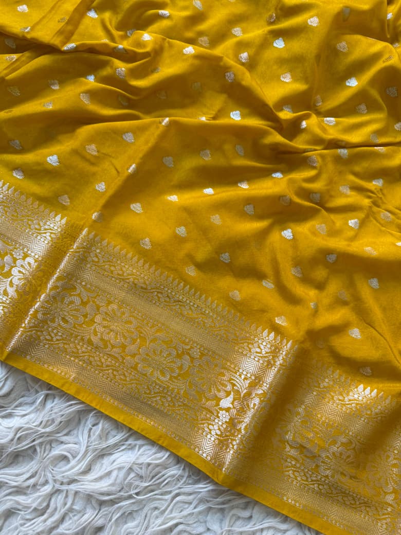 Golden Mustard Banarasi Silk Saree