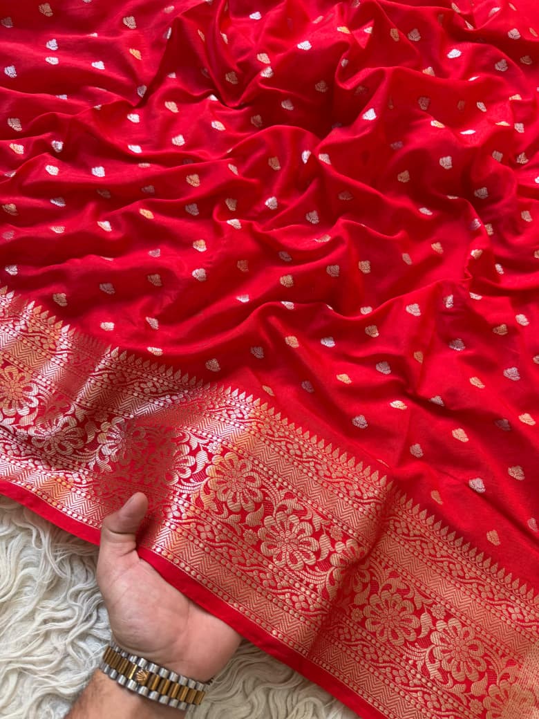 Royal Crimson Banarasi Silk Saree