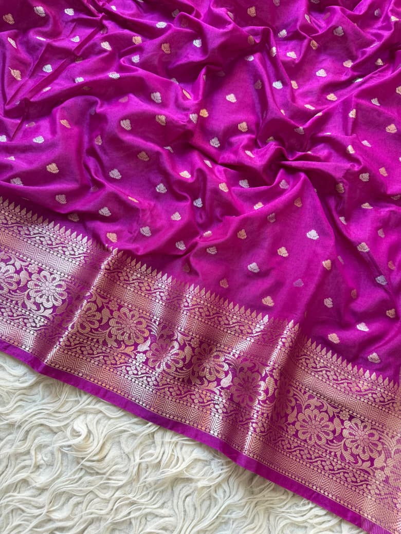 Rani Pink Banarasi Silk Saree