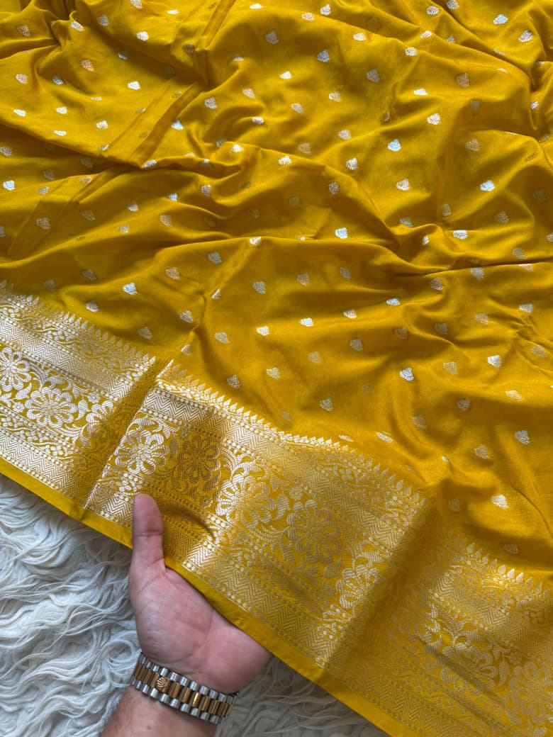 Golden Mustard Banarasi Silk Saree