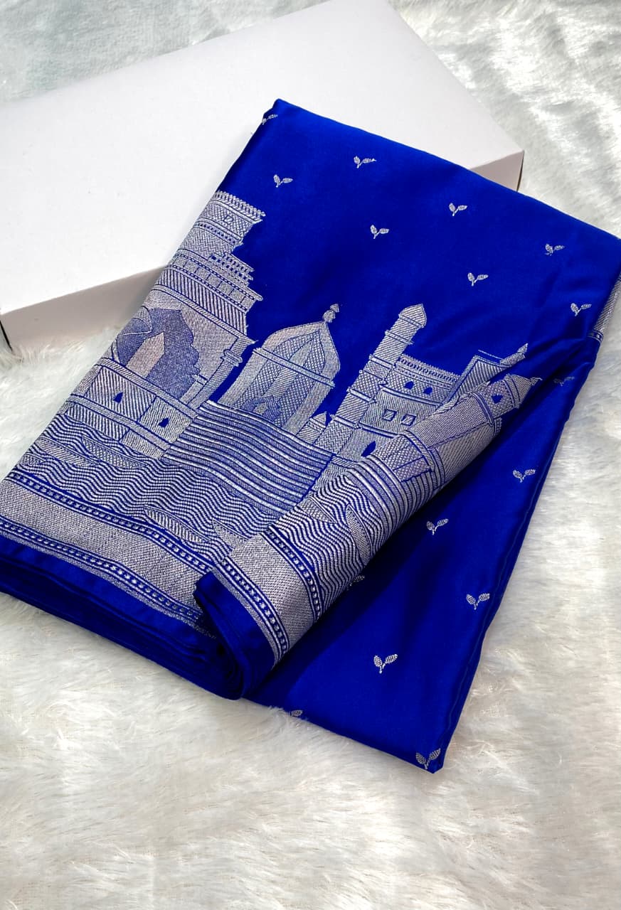Royal Blue Heritage Weave Saree