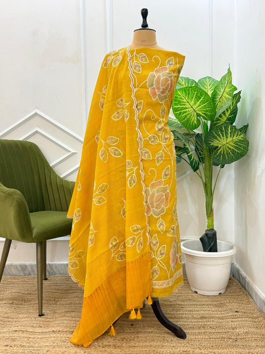 Sunshine Bloom Embroidered Dupatta Set