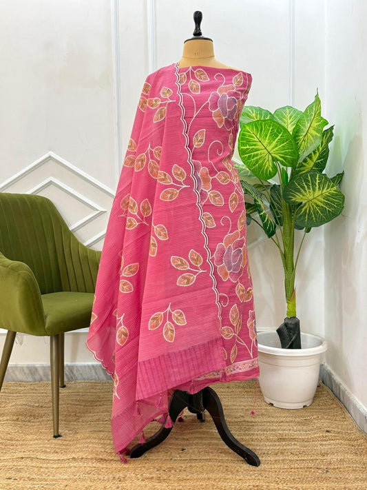 Rosy Bloom Embroidered Suit Set