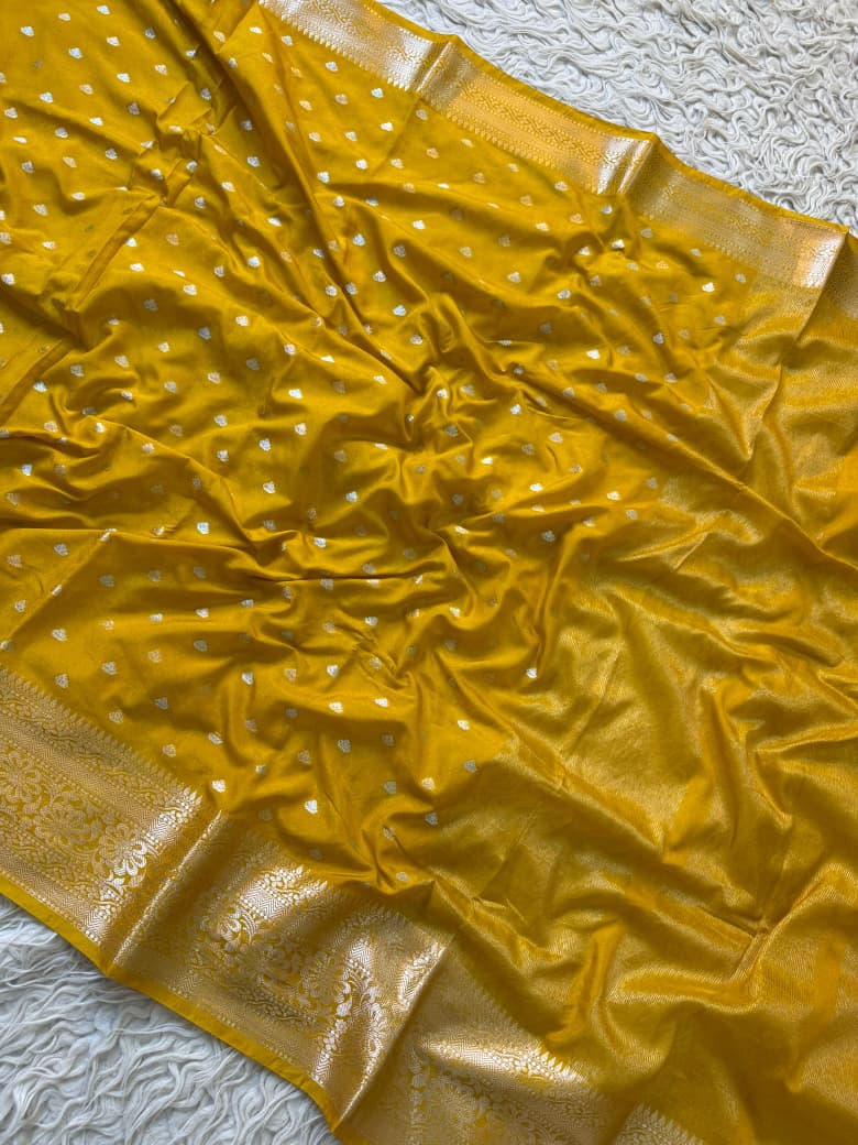 Golden Mustard Banarasi Silk Saree