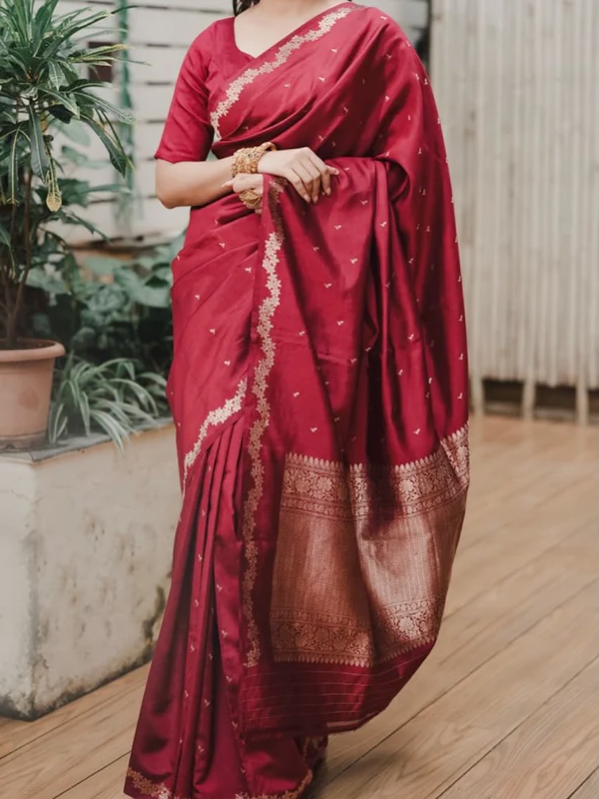 Premium Banarasi Semi Georgette Katan Soft Silk Saree with Zari Butis SKN70