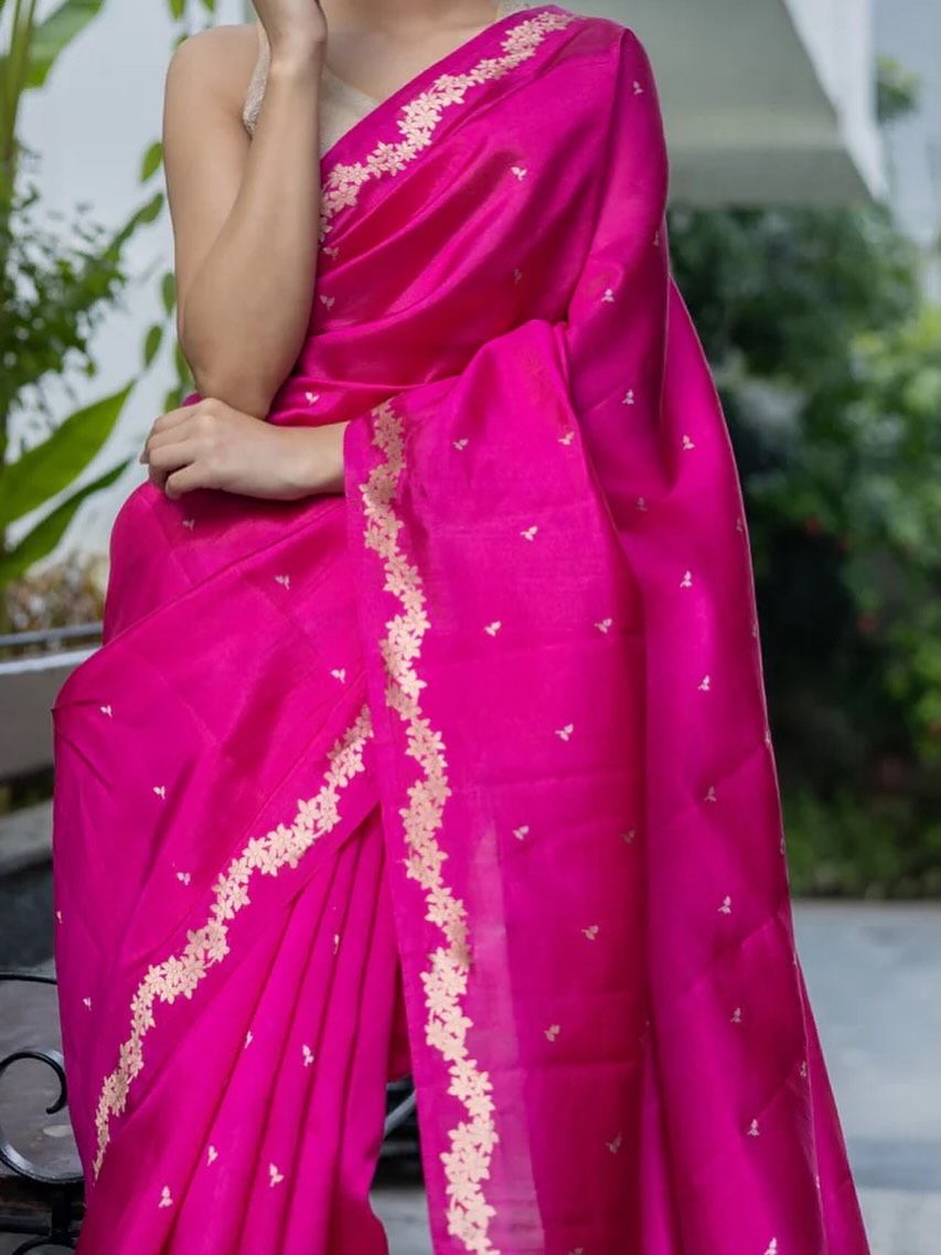 Premium Banarasi Semi Georgette Katan Soft Silk Saree with Zari Butis SKN70