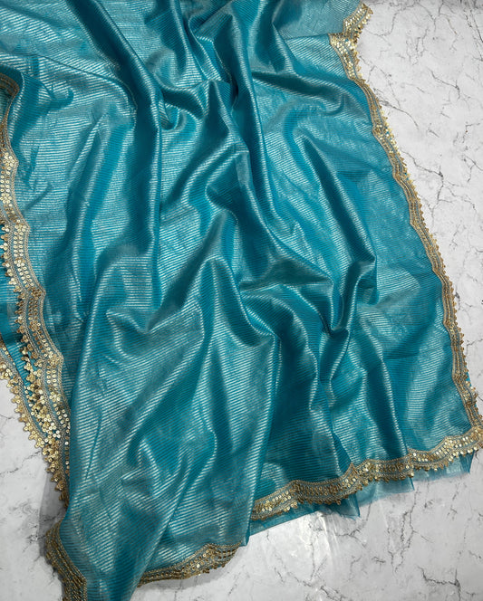 Premium Banarasi Malai Cotton Silk Saree with Cutwork Lace Border MCS-01
