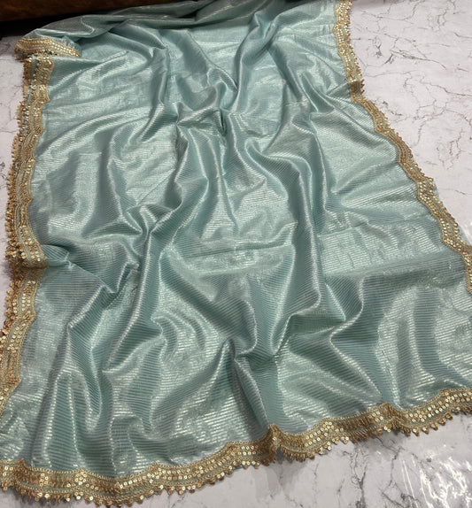Premium Banarasi Malai Cotton Silk Saree with Cutwork Lace Border MCS-01