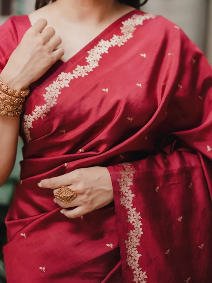 Premium Banarasi Semi Georgette Katan Soft Silk Saree with Zari Butis SKN70