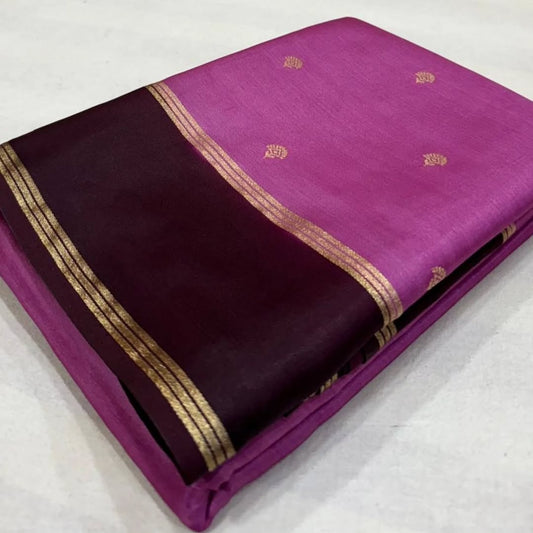 Elegant Semi-Georgette Saree with Woven Zari Butti & Contrast Border SGN86