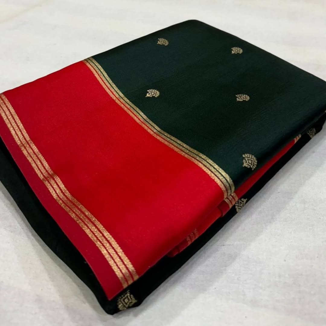 Elegant Semi-Georgette Saree with Woven Zari Butti & Contrast Border SGN86
