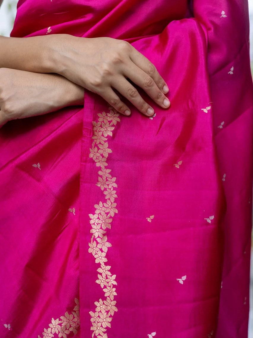 Premium Banarasi Semi Georgette Katan Soft Silk Saree with Zari Butis SKN70