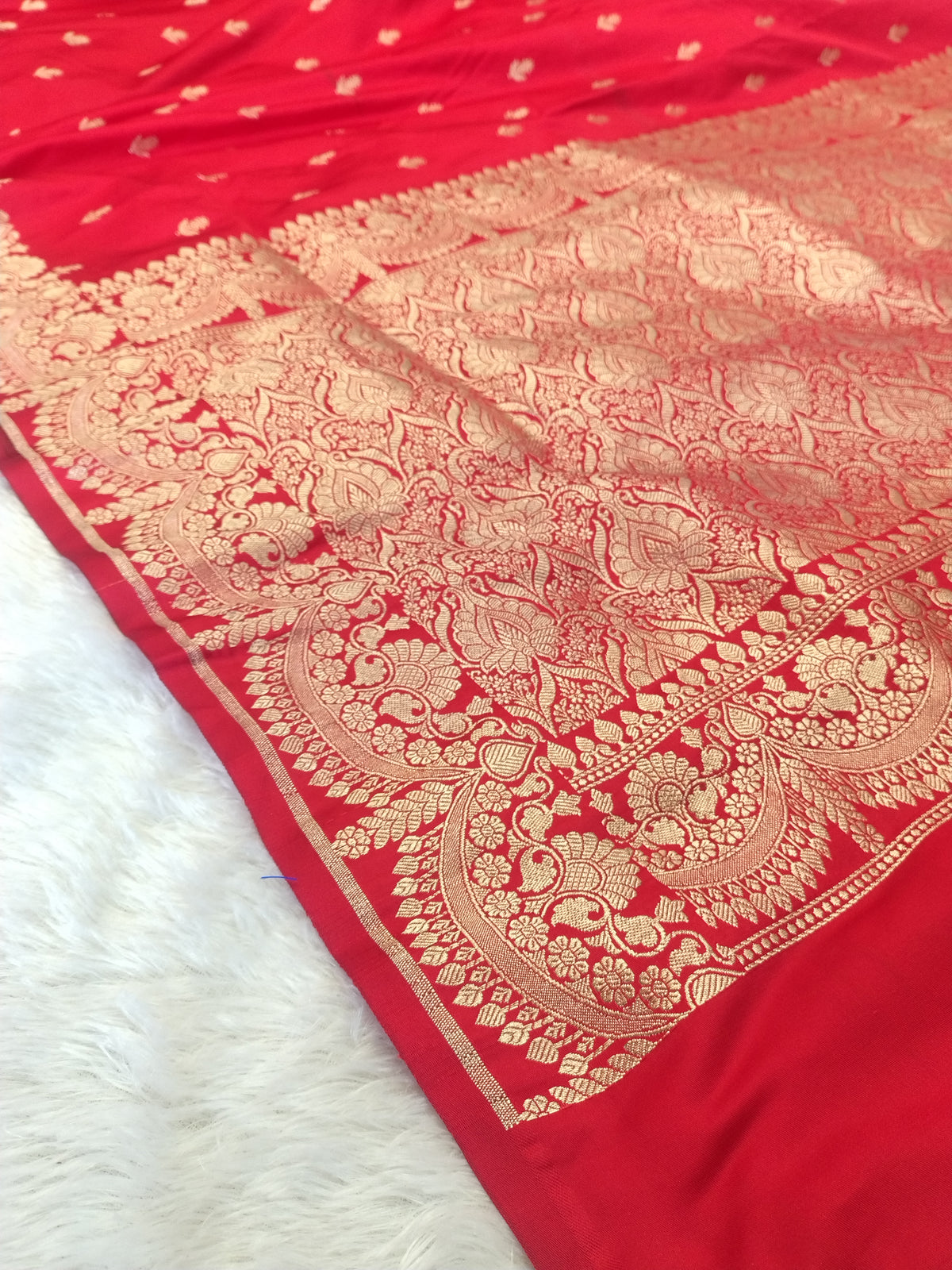 Royal Red Semi Katan Soft Silk Saree with Rich Golden Zari Weaving & Designer Pallu JBSK20